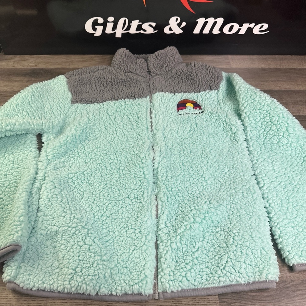 Salt creek Cozy aqua and Gray Sherpa Hoodie woman’s small